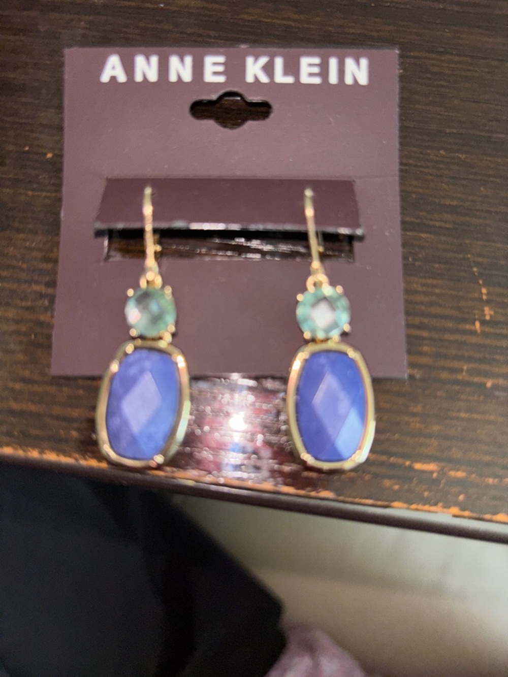 Anne Klein Blue and Teal Faceted Drop Earrings